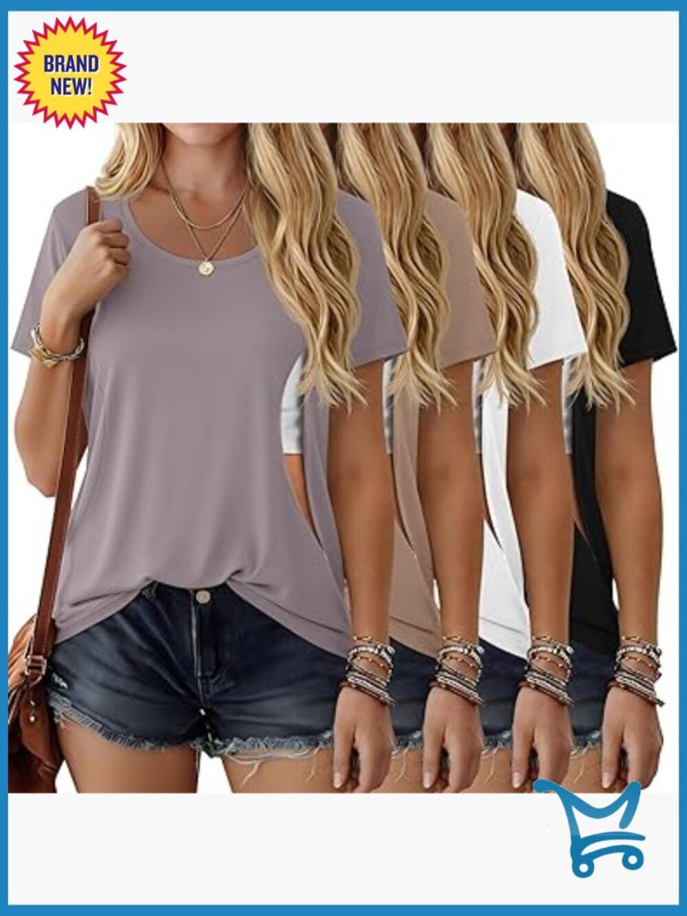 4 Pack Maternity Nursing T-Shirts Hidden Zipper Scoop Neck Short Sleeve Tops